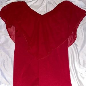 Red shirt with a mesh detail
